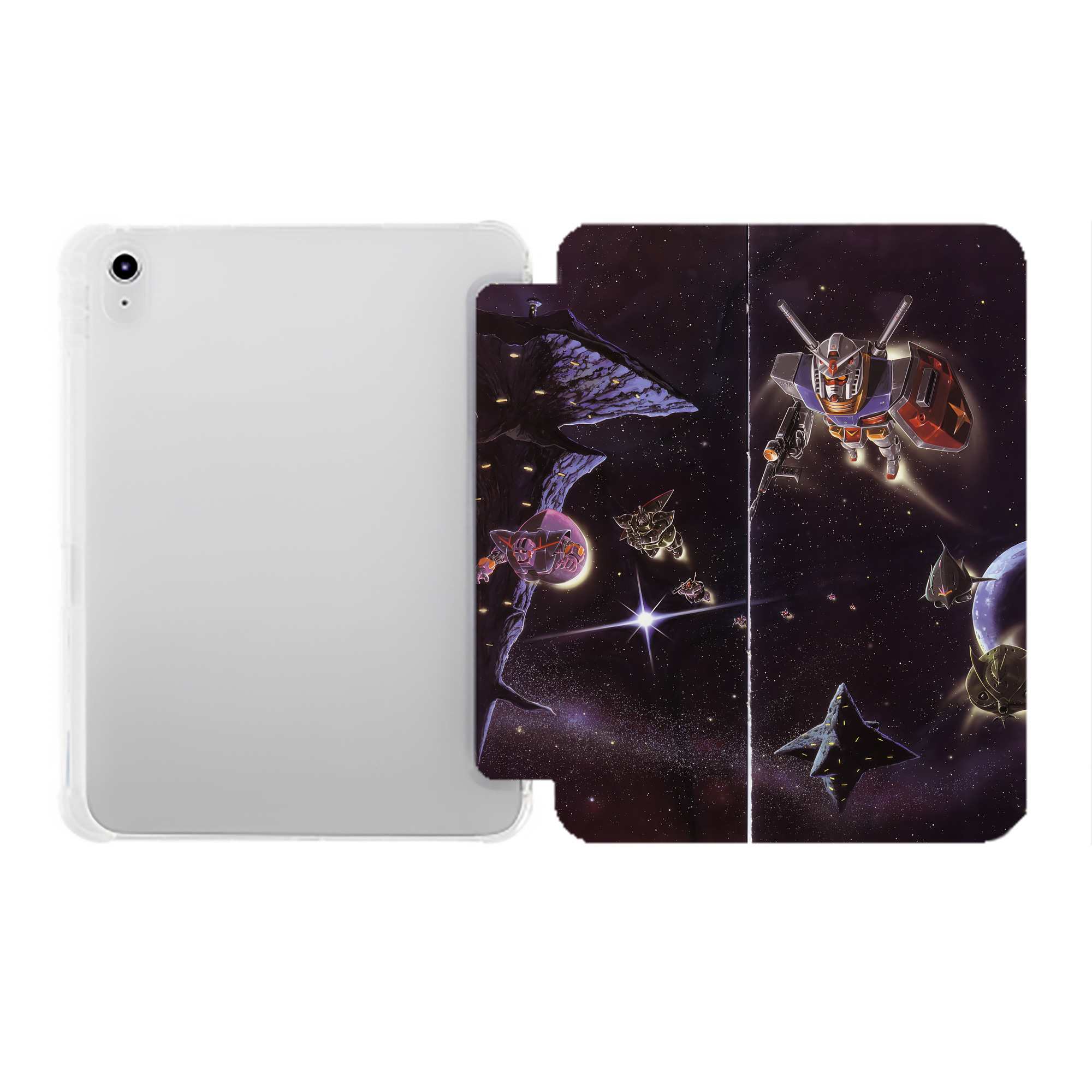 （画像用） 機動戦士ガンダム Mobile Suit Gundam IPad ケース ペン収納付き 三つ折りスタンド PUレザー×シリコン 対応機種9.5/10.5/10.9インチ